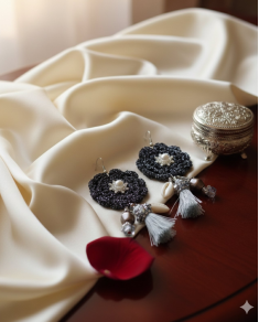 Háčkované  dizajnové náušnice "Dizajn a umenie"